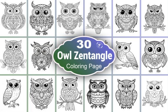 Download Zentangle Owl Coloring Page - Premium Resources