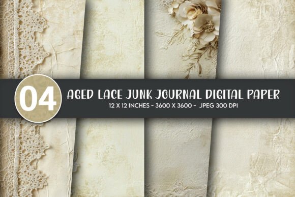 Download Aged Lace Junk Journal Digital Paper - Lace Collection