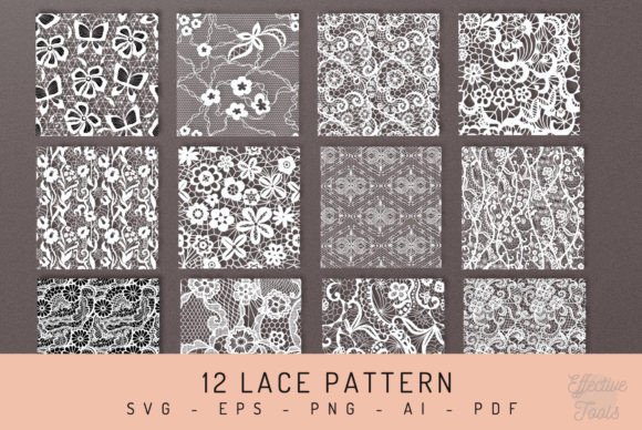Download 12 Lace Pattern Svg PNG Pdf AI - Lace Collection
