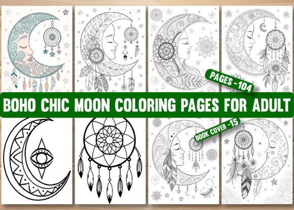 Download Boho Chic Moon Coloring Pages for Adults - Premium Resources